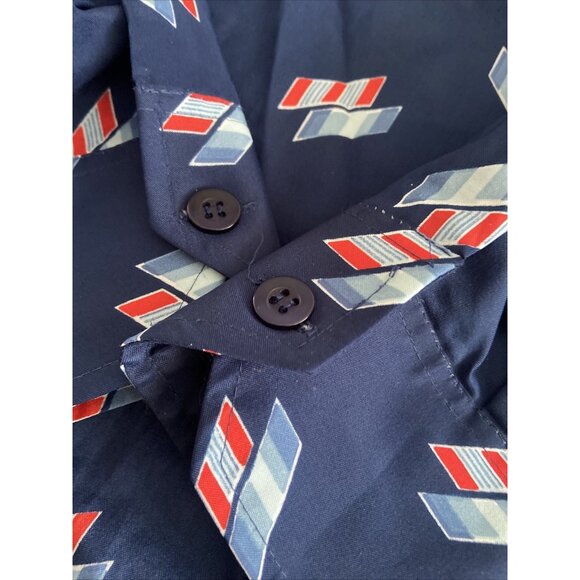 Vintage 70s Sears Disco Hipster Men S Polyester Shirt Blue - Picture 4 of 5